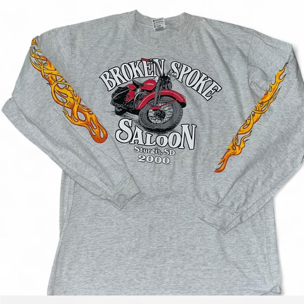Y2K Vintage Sturgis Broken Spoke Saloon Harley Men's Long Sleeve Biker Grunge